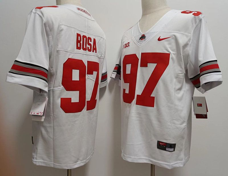 Men Ohio State Buckeyes #97 Bosa White Nike 2025 NCAA Jersey->ncaa teams->NCAA Jersey
